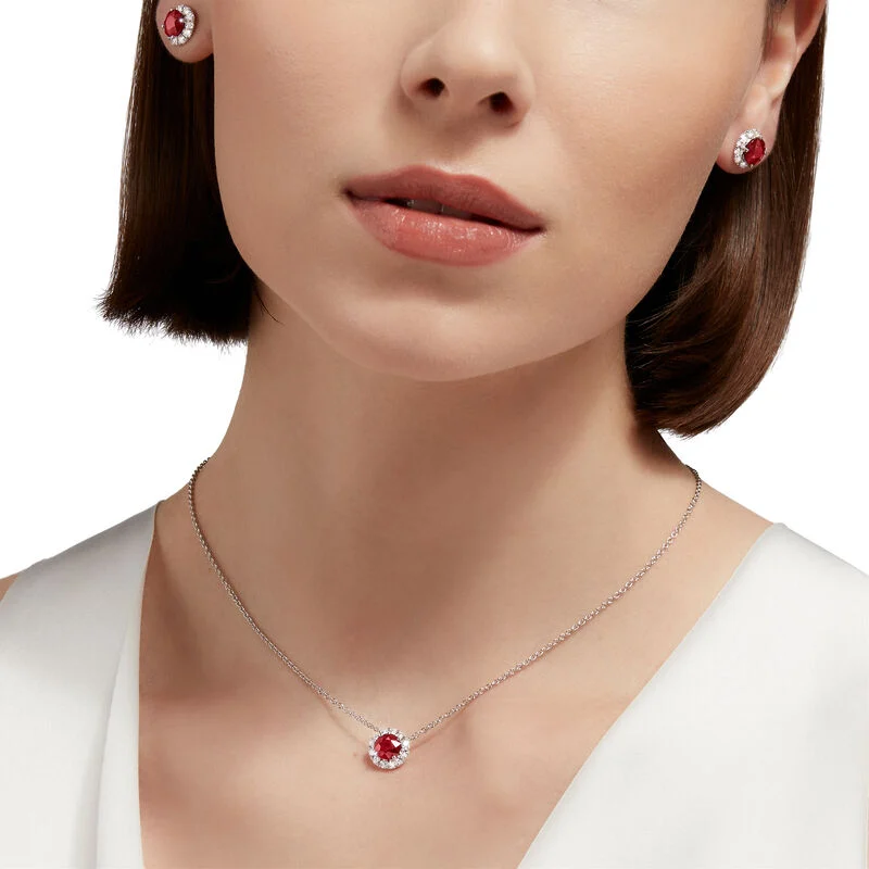 Icon Round Ruby and Diamond Pendant - Image 2